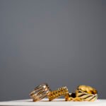 view luxurious golden ring felt jewelry display